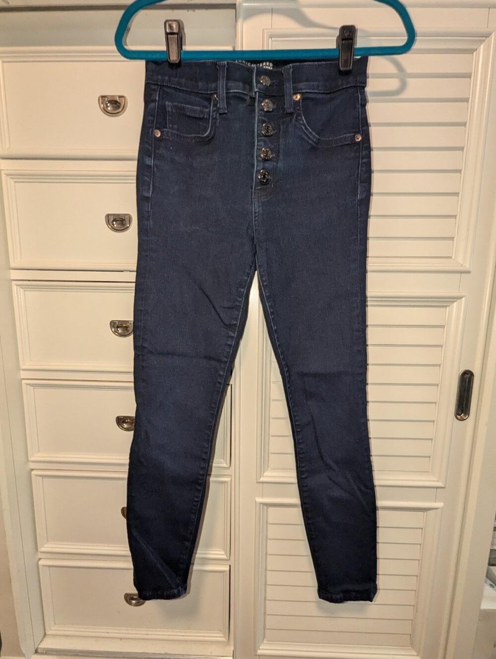 Veronica Beard Debbie Ankle Skinny High Rise Button Up Jeans Dark Blue sz 28/6